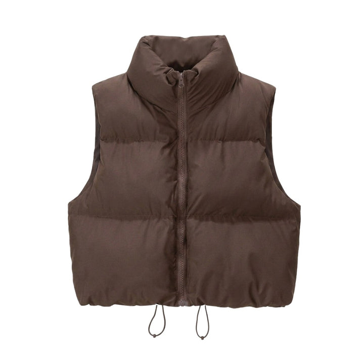 Cropped Padded Gilet with Stand Collar for Women — Tegeirian, image 4