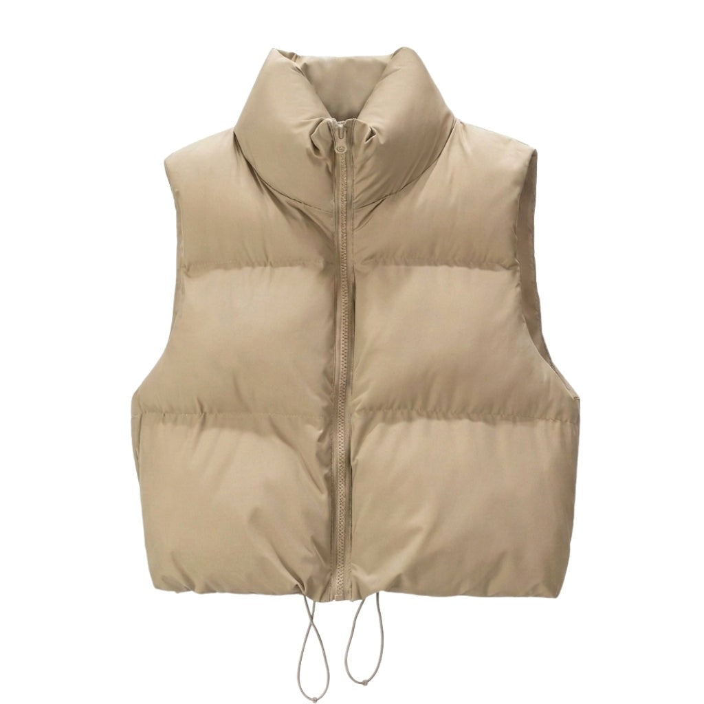 Cropped Padded Gilet with Stand Collar for Women — Tegeirian, image 5