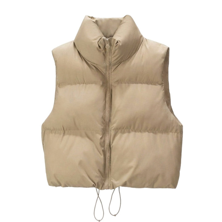 Cropped Padded Gilet with Stand Collar for Women — Tegeirian, image 5