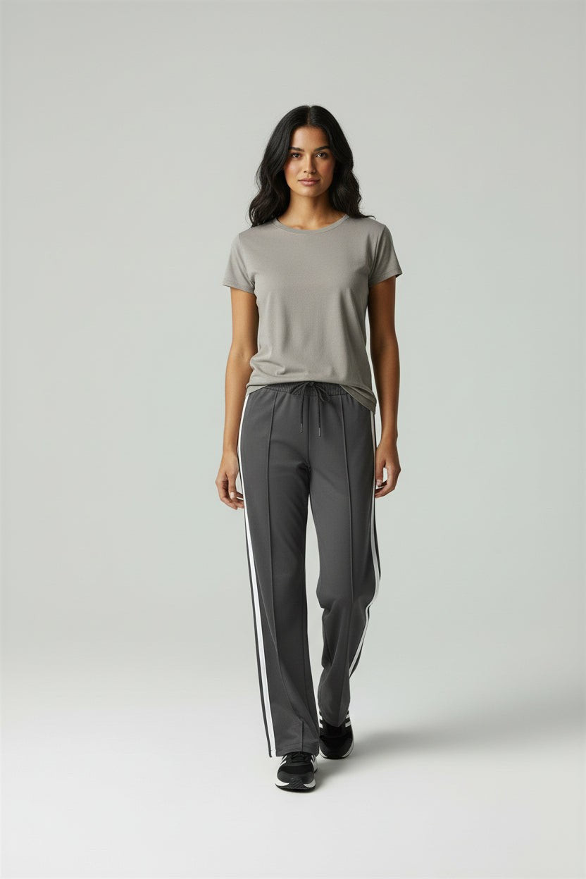 Contrast Side Stripe Track Trousers for Women in grey