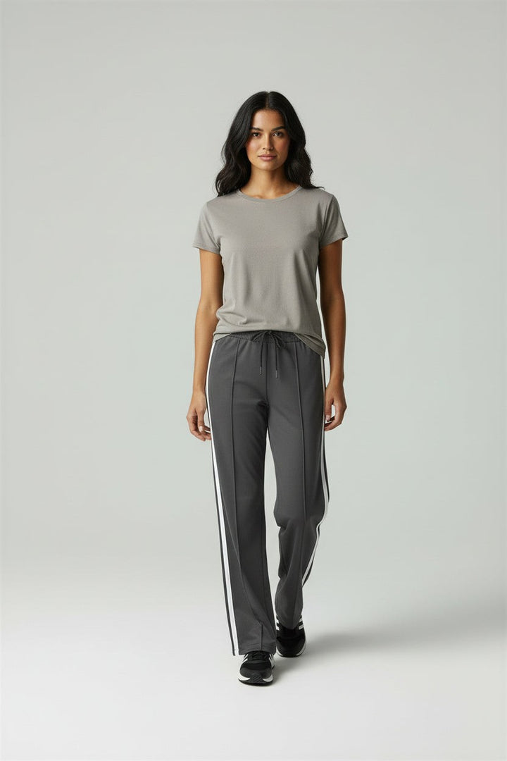 Contrast Side Stripe Track Trousers for Women in grey
