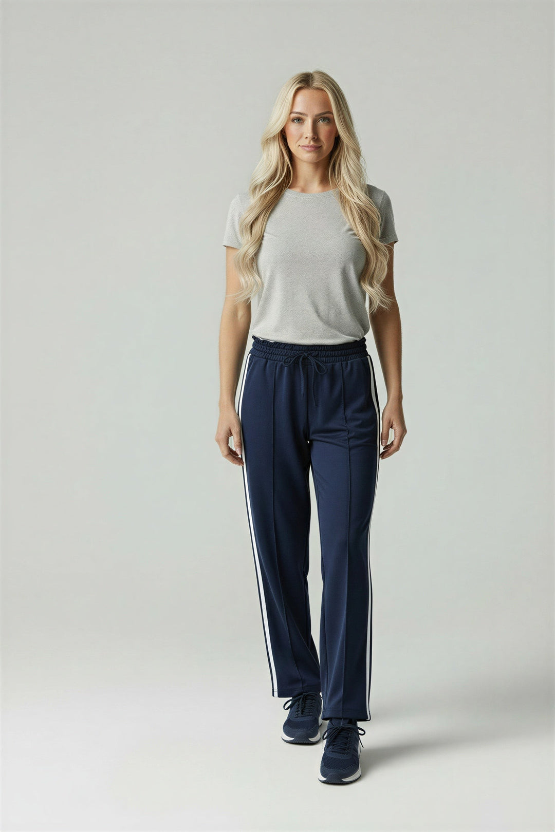 Contrast Side Stripe Track Trousers for Women in dark blue