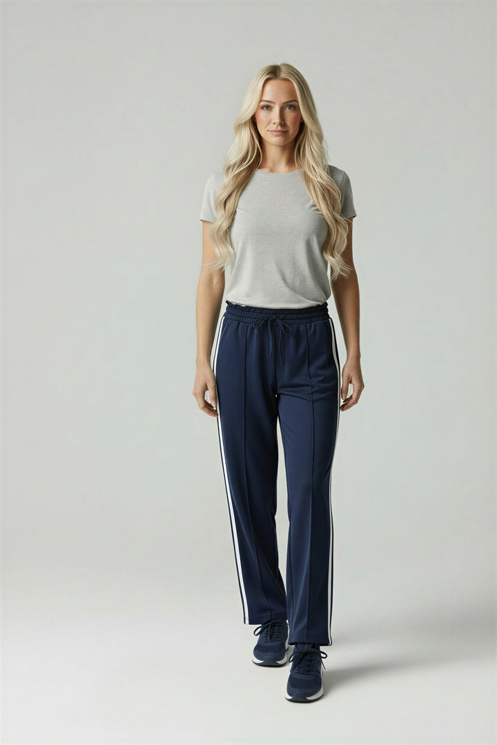 Contrast Side Stripe Track Trousers for Women in dark blue