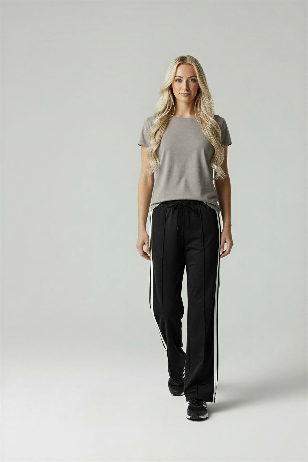 Contrast Side Stripe Track Trousers for Women in black