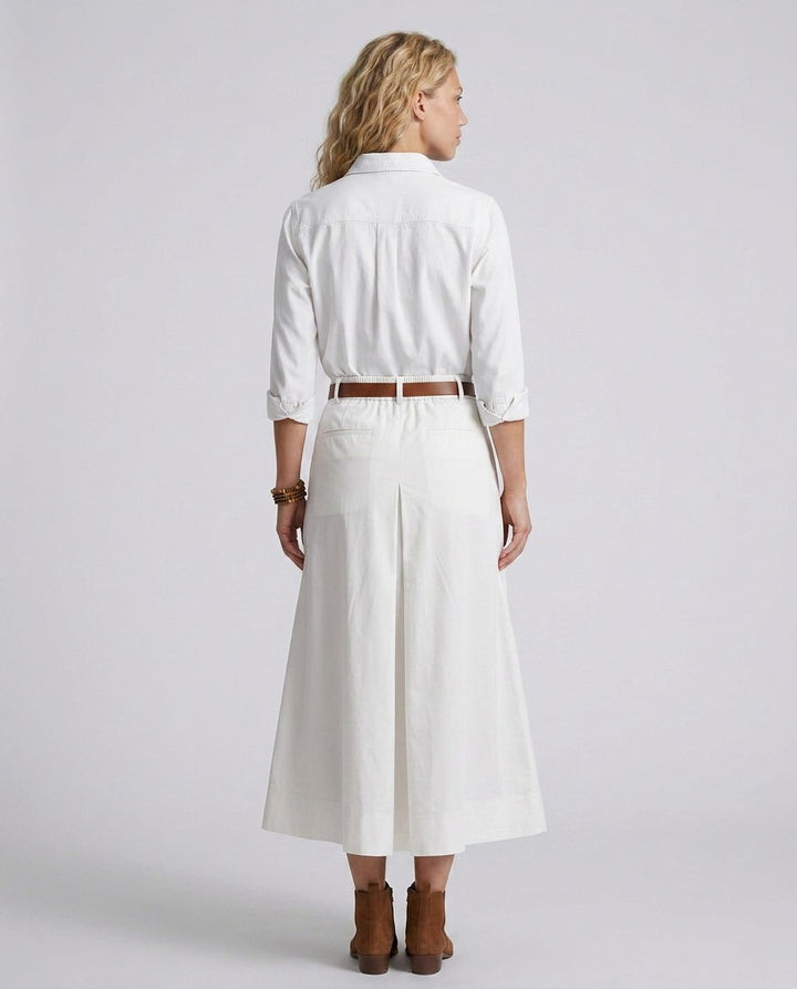 A Line Maxi Skirt with High Waist and Buttons