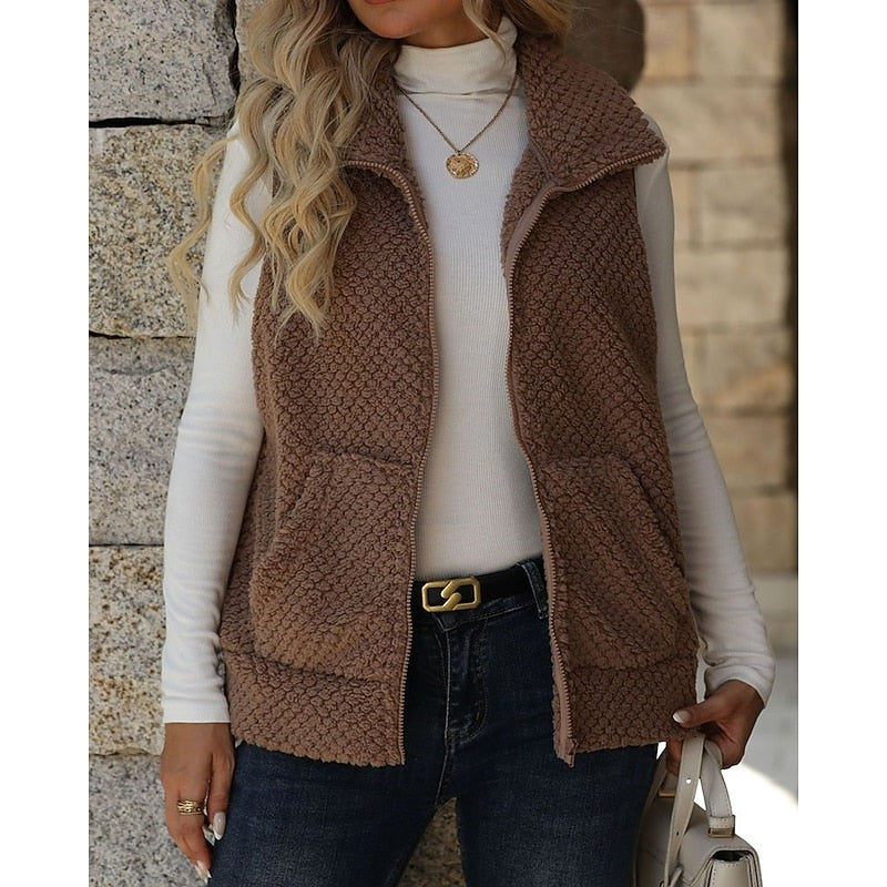 Textured Zip Front Gilet for Women — Undeg, image 1
