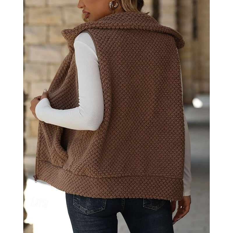 Textured Zip Front Gilet for Women — Undeg, image 2