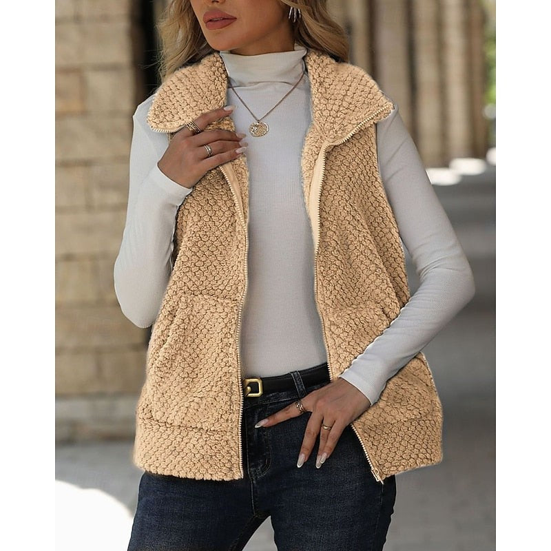 Textured Zip Front Gilet for Women — Undeg, image 3