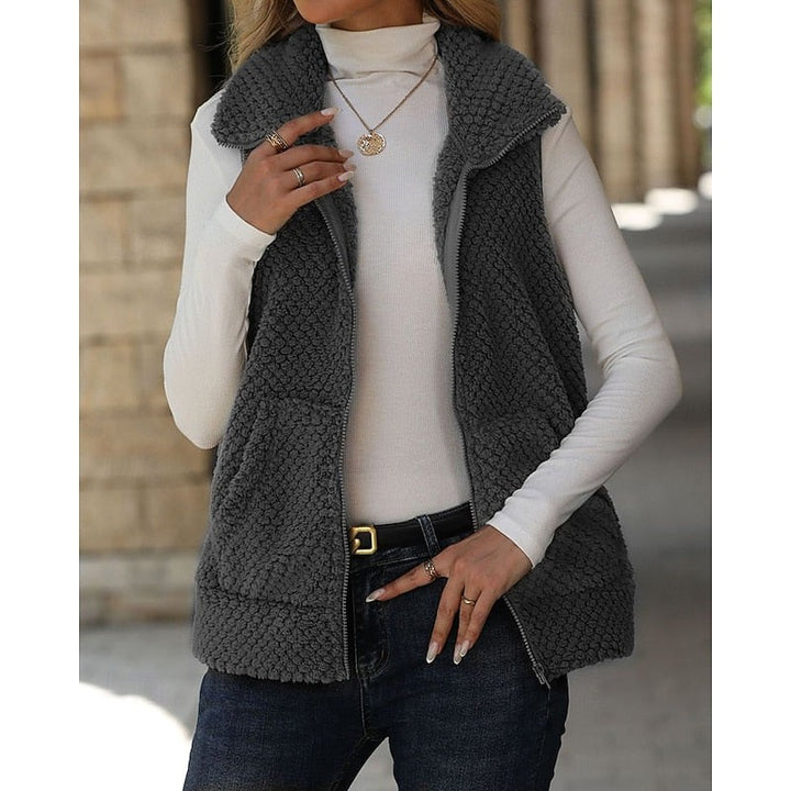Textured Zip Front Gilet for Women — Undeg, image 4