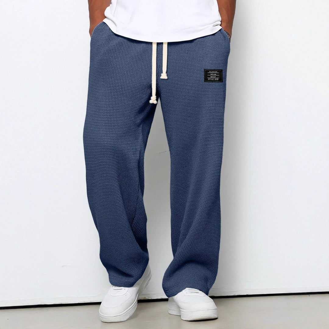 Wide Leg Joggers with Adjustable Waist — Victor, Blue