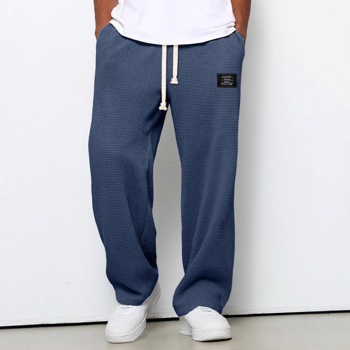 Wide Leg Joggers with Adjustable Waist — Victor, Blue