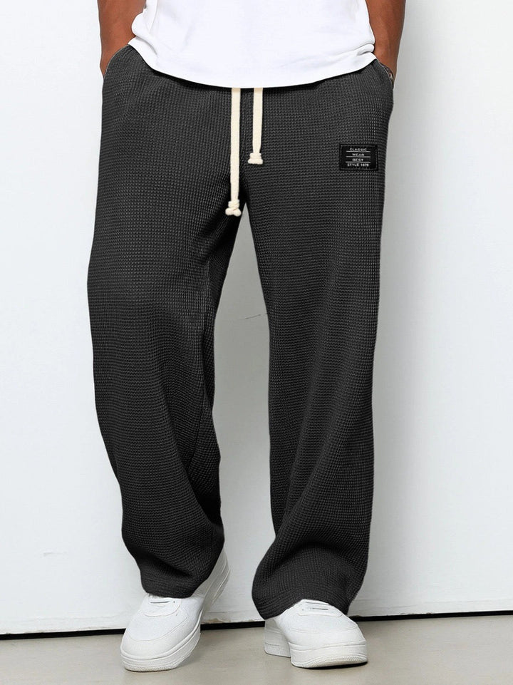 Wide Leg Joggers with Adjustable Waist — Victor, Black