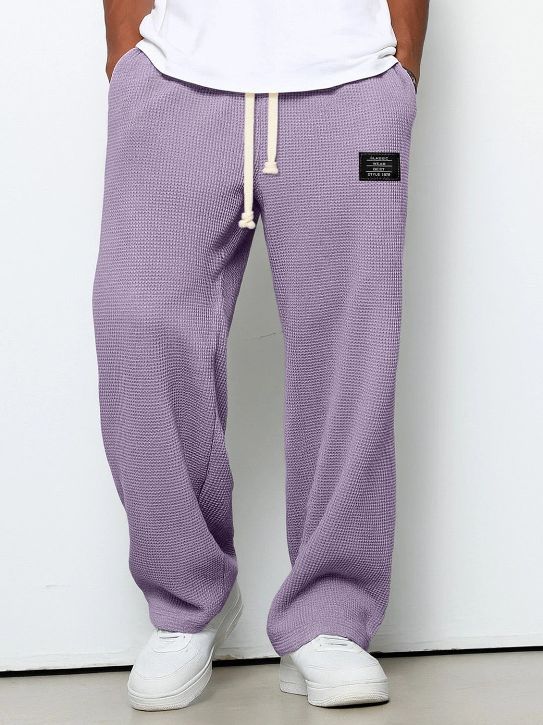 Wide Leg Joggers with Adjustable Waist — Victor, Purple