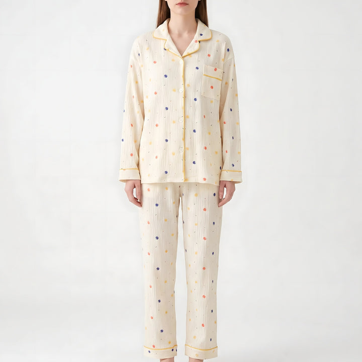 Long Sleeve Pyjamas for Women — Violet, Cream Sprig