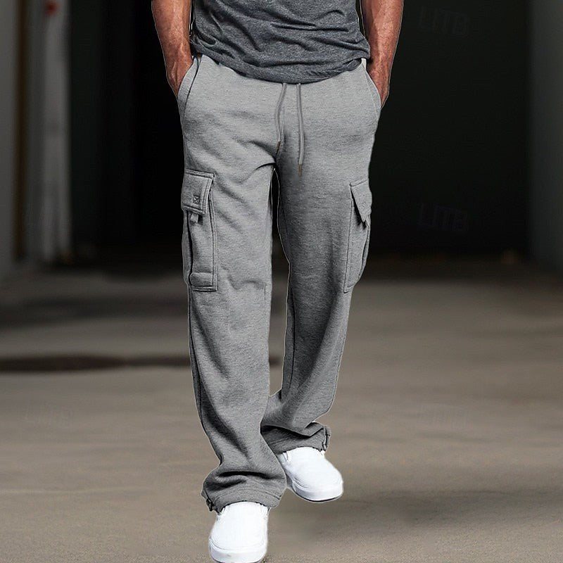 Relaxed Fit Cargo Joggers — Wallace, Light Grey