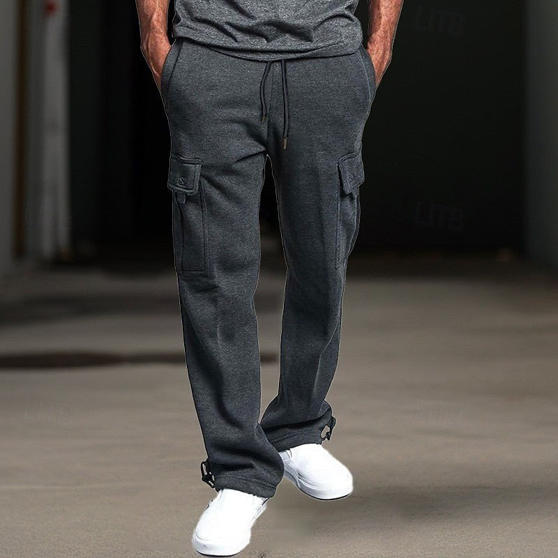 Relaxed Fit Cargo Joggers — Wallace, Charcoal