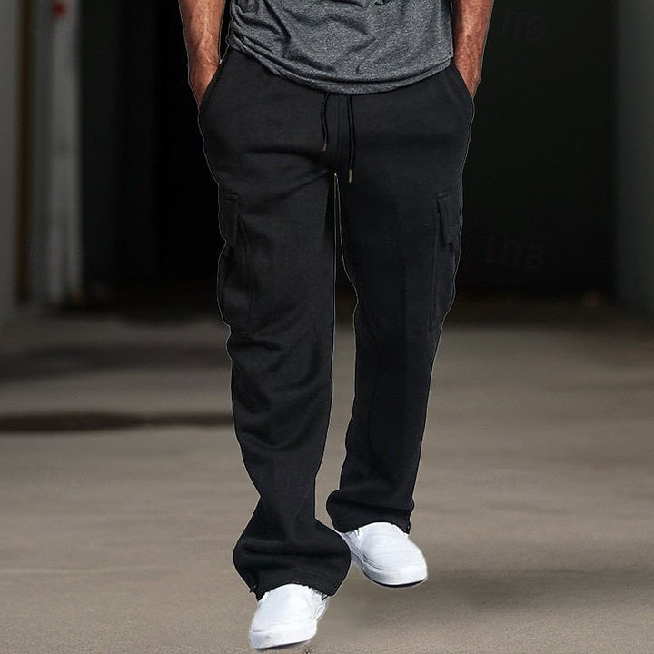 Relaxed Fit Cargo Joggers — Wallace, Black