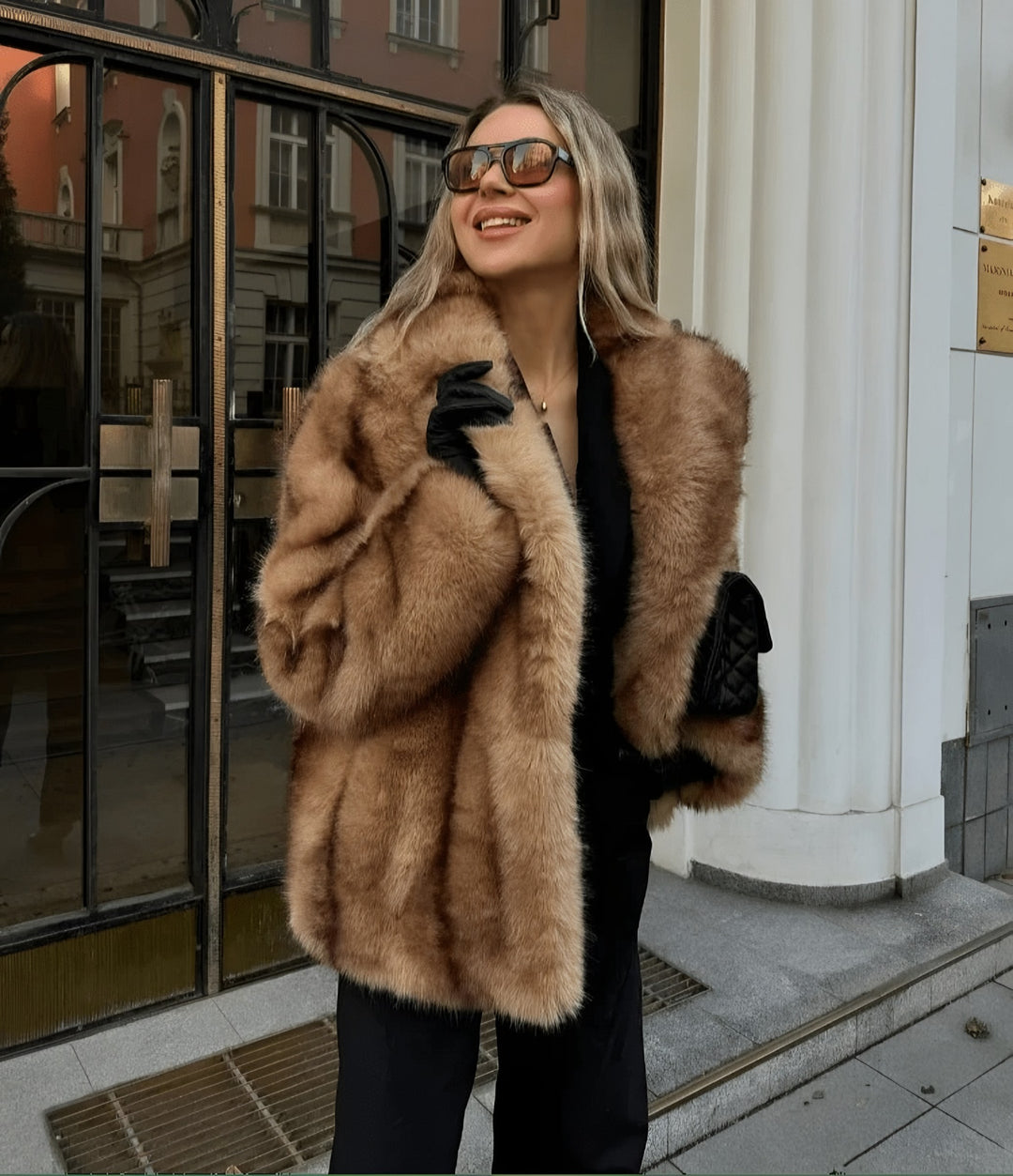 Faux Fur Coat for Women — Winnie, Brown