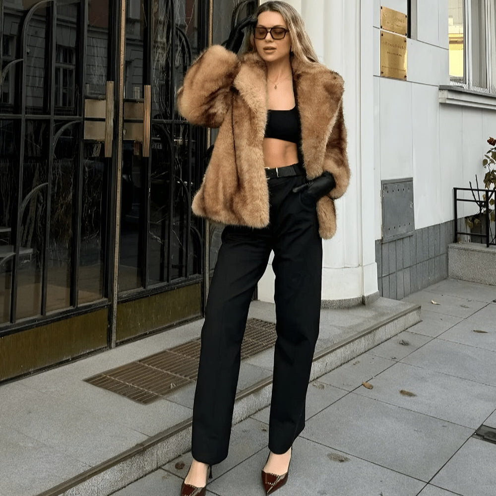 Faux Fur Coat for Women — Winnie, Brown