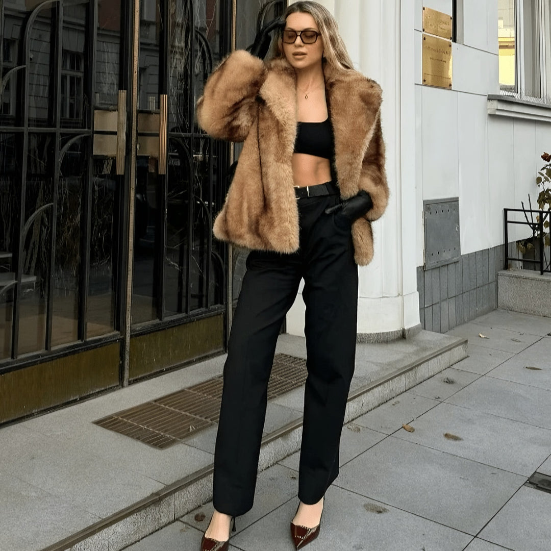 Faux Fur Coat for Women — Winnie, Brown