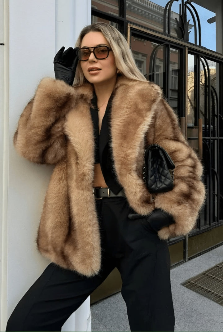 Faux Fur Coat for Women — Winnie, Brown