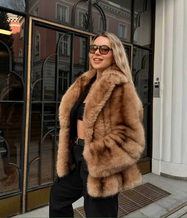 Faux Fur Coat for Women — Winnie, Brown