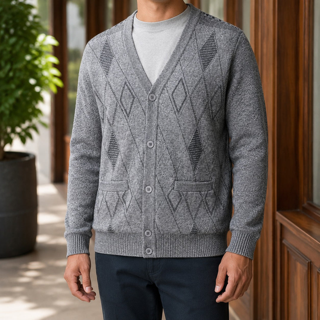Argyle Knit Cardigan for Men — Toby, image 1