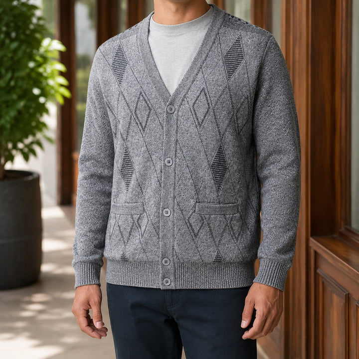 Argyle Knit Cardigan for Men — Toby, image 1