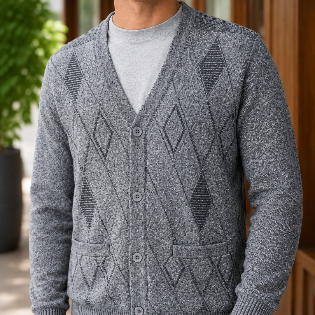 Argyle Knit Cardigan for Men — Toby, image 2