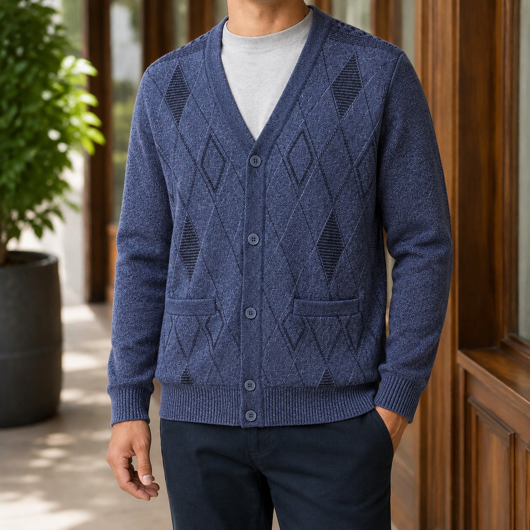 Argyle Knit Cardigan for Men — Toby, image 3