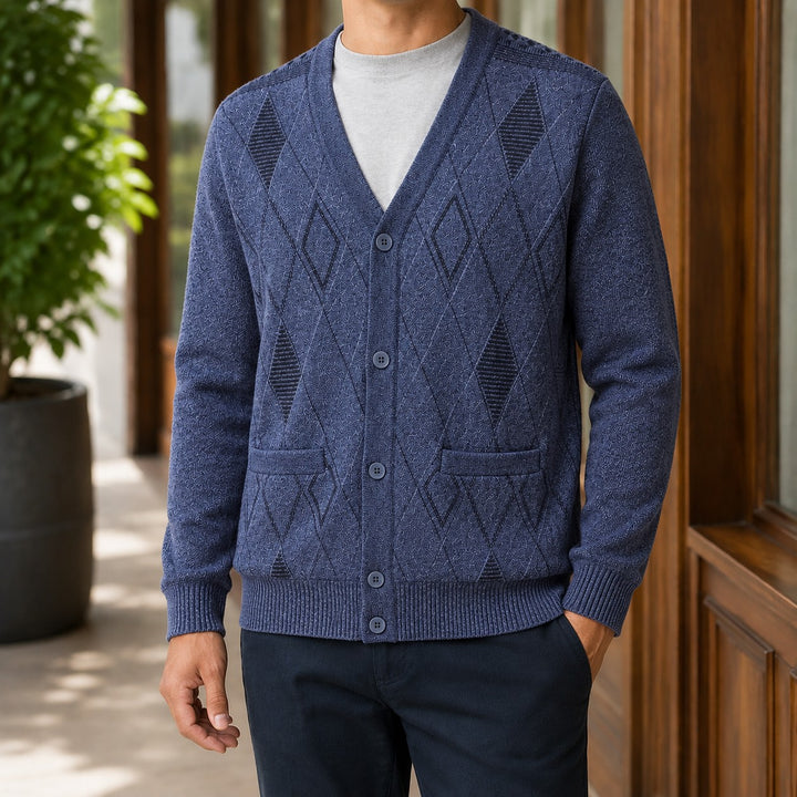 Argyle Knit Cardigan for Men — Toby, image 3