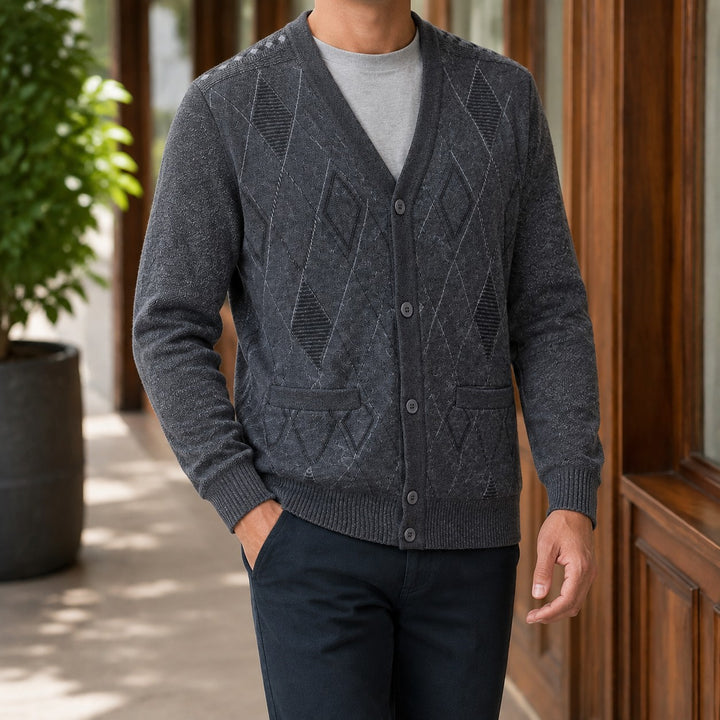 Argyle Knit Cardigan for Men — Toby, image 4